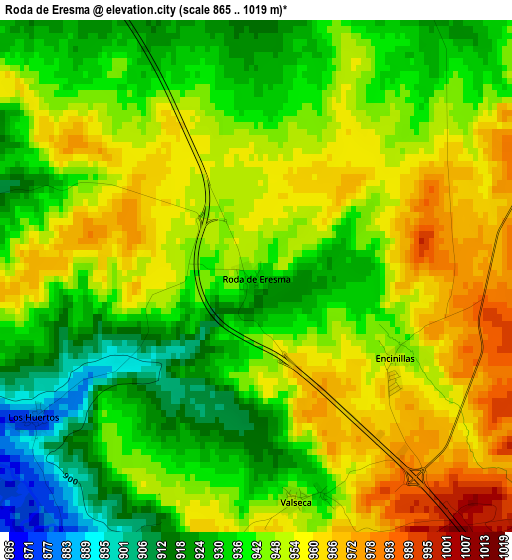 Roda de Eresma elevation map