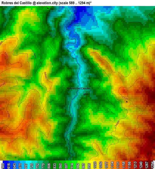 Robres del Castillo elevation map