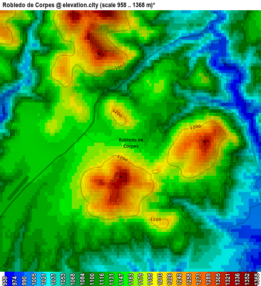 Robledo de Corpes elevation map