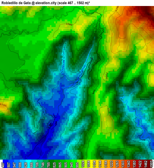 Robledillo de Gata elevation map