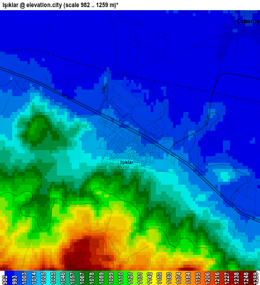 Işıklar elevation map