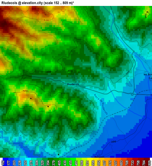 Riudecols elevation map