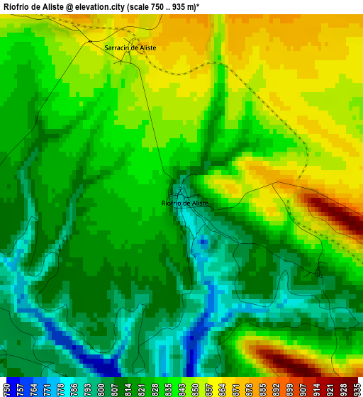 Ríofrío de Aliste elevation map