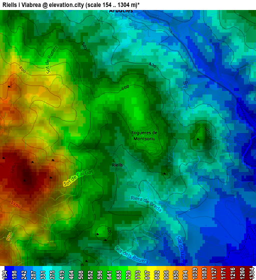 Riells i Viabrea elevation map