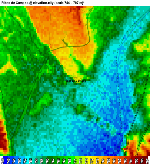 Ribas de Campos elevation map