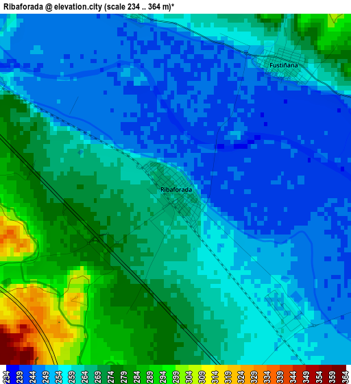 Ribaforada elevation map