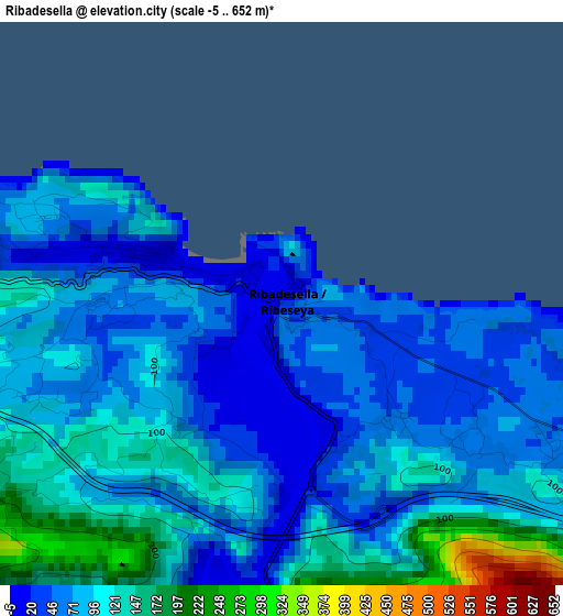 Ribadesella elevation map