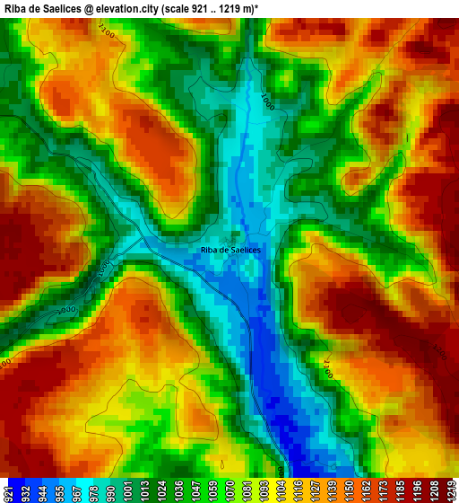 Riba de Saelices elevation map