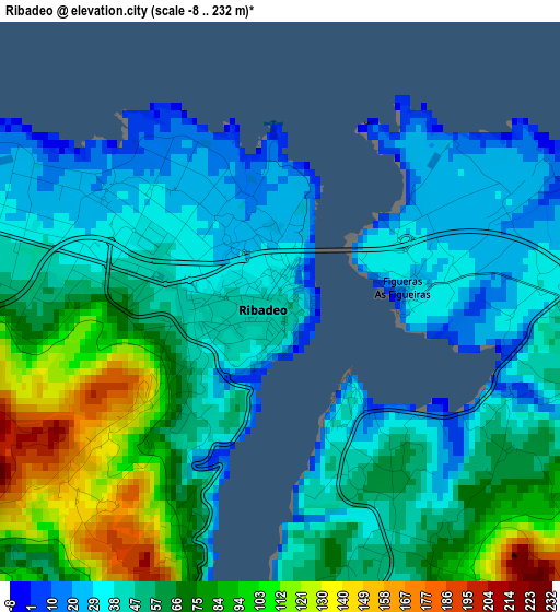 Ribadeo elevation map