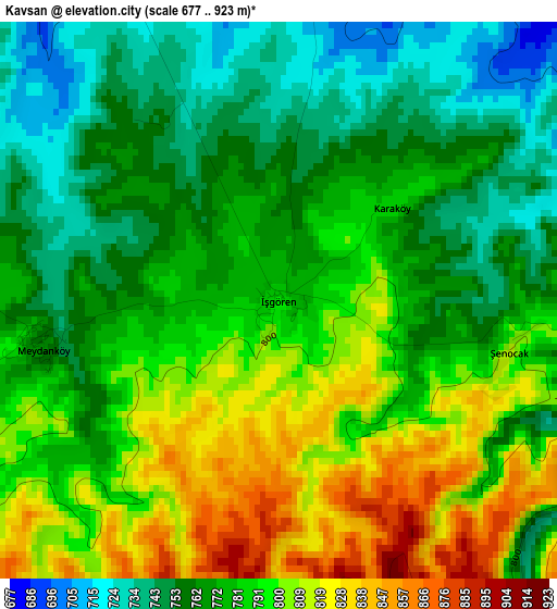 Kavsan elevation map