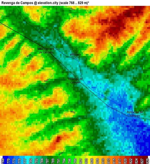 Revenga de Campos elevation map