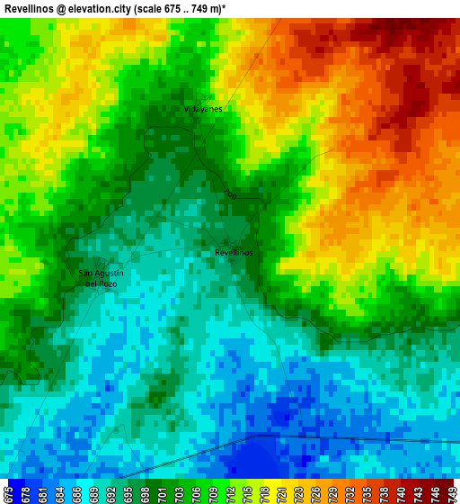 Revellinos elevation map