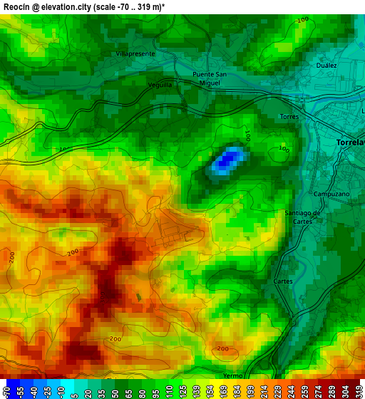 Reocín elevation map