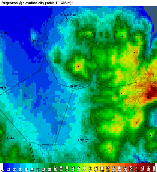 Regencós elevation map