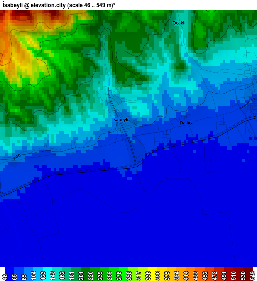 İsabeyli elevation map