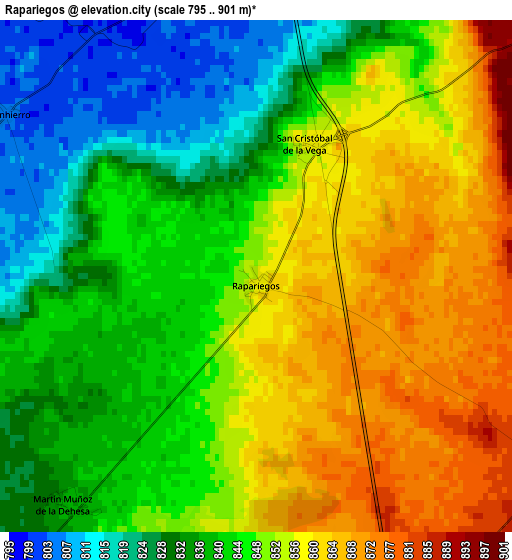 Rapariegos elevation map