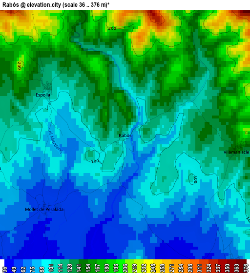 Rabós elevation map