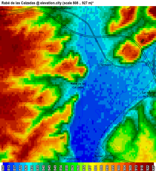 Rabé de las Calzadas elevation map