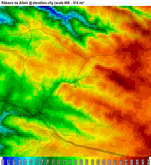 Rábano de Aliste elevation map