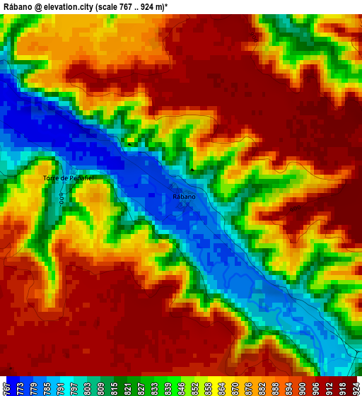 Rábano elevation map