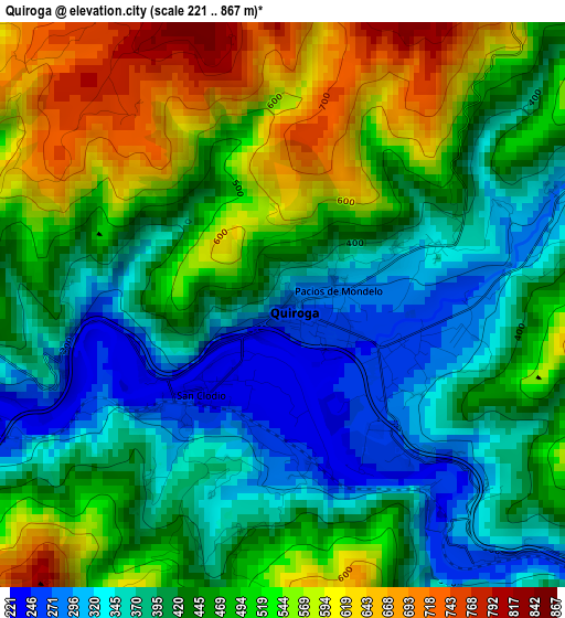 Quiroga elevation map