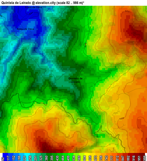 Quintela de Leirado elevation map