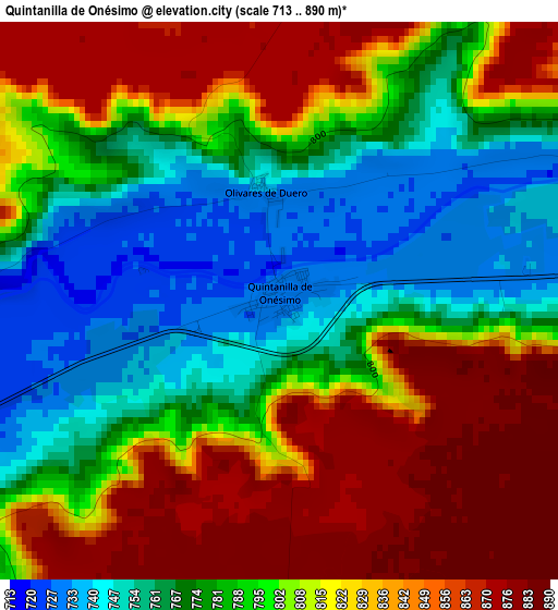 Quintanilla de Onésimo elevation map