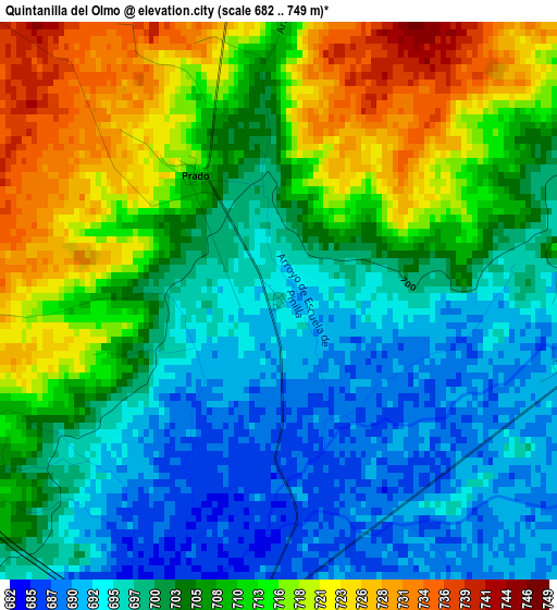 Quintanilla del Olmo elevation map