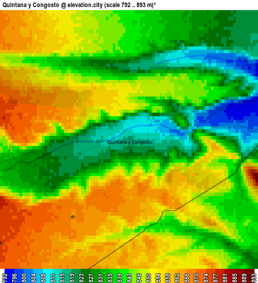 Quintana y Congosto elevation map