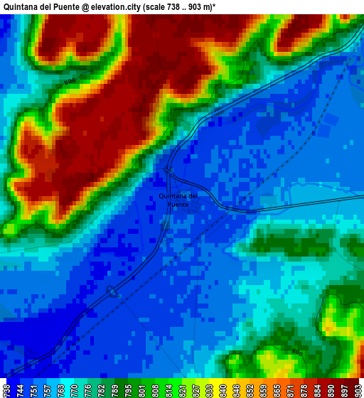 Quintana del Puente elevation map