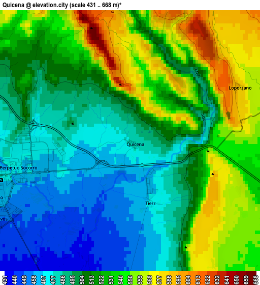 Quicena elevation map