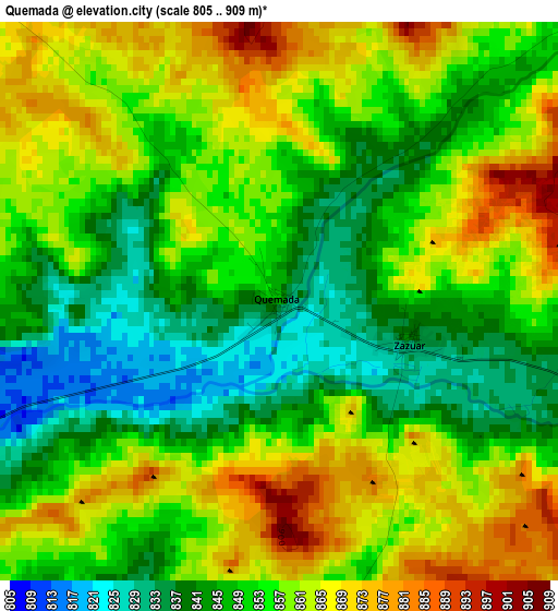 Quemada elevation map