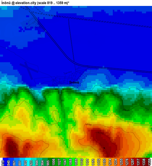 İnönü elevation map