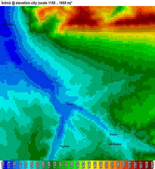 İnönü elevation map