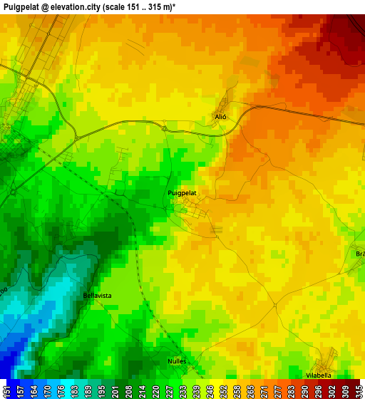 Puigpelat elevation map