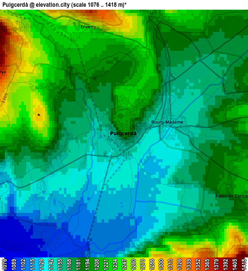 Puigcerdà elevation map