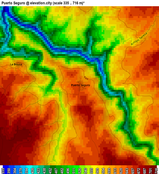 Puerto Seguro elevation map