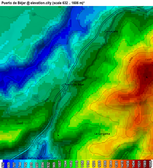 Puerto de Béjar elevation map