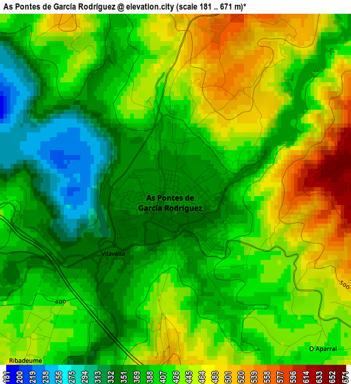 As Pontes de García Rodríguez elevation map