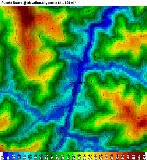 Puente Nuevo elevation map