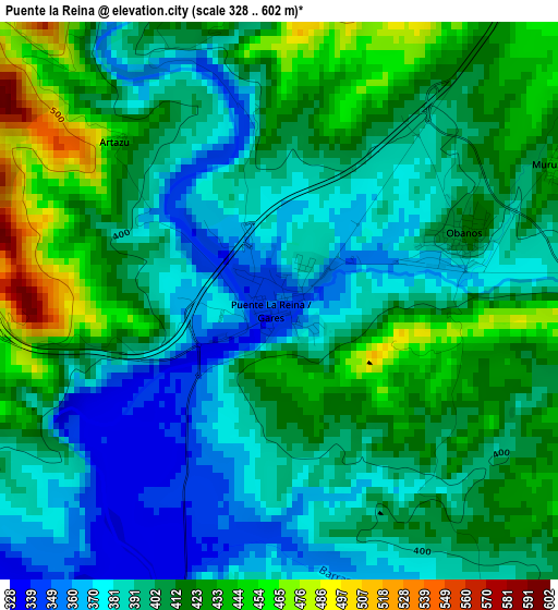 Puente la Reina elevation map