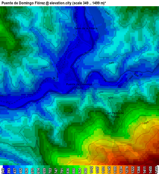 Puente de Domingo Flórez elevation map