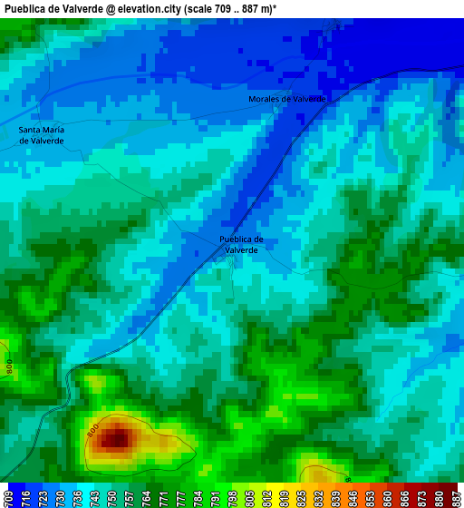 Pueblica de Valverde elevation map