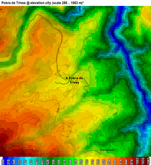 Pobra de Trives elevation map