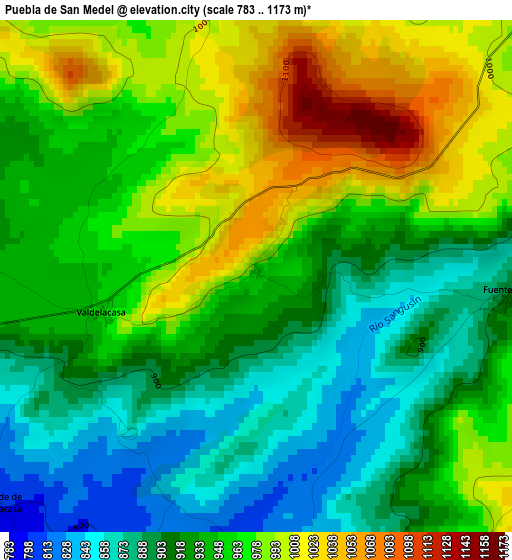 Puebla de San Medel elevation map