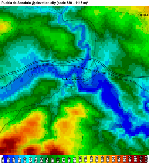 Puebla de Sanabria elevation map