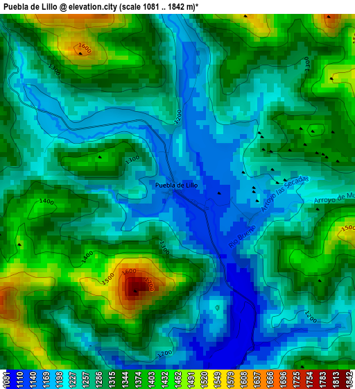 Puebla de Lillo elevation map