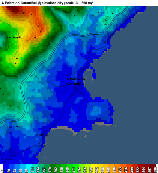 A Pobra do Caramiñal elevation map