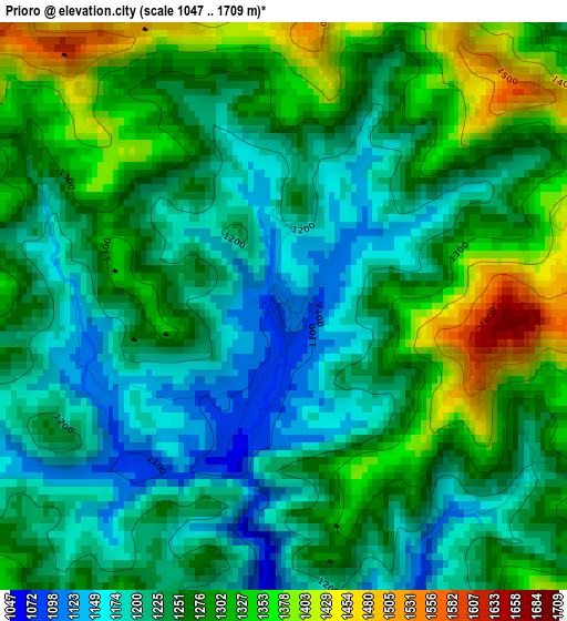 Prioro elevation map