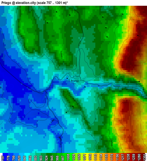 Priego elevation map